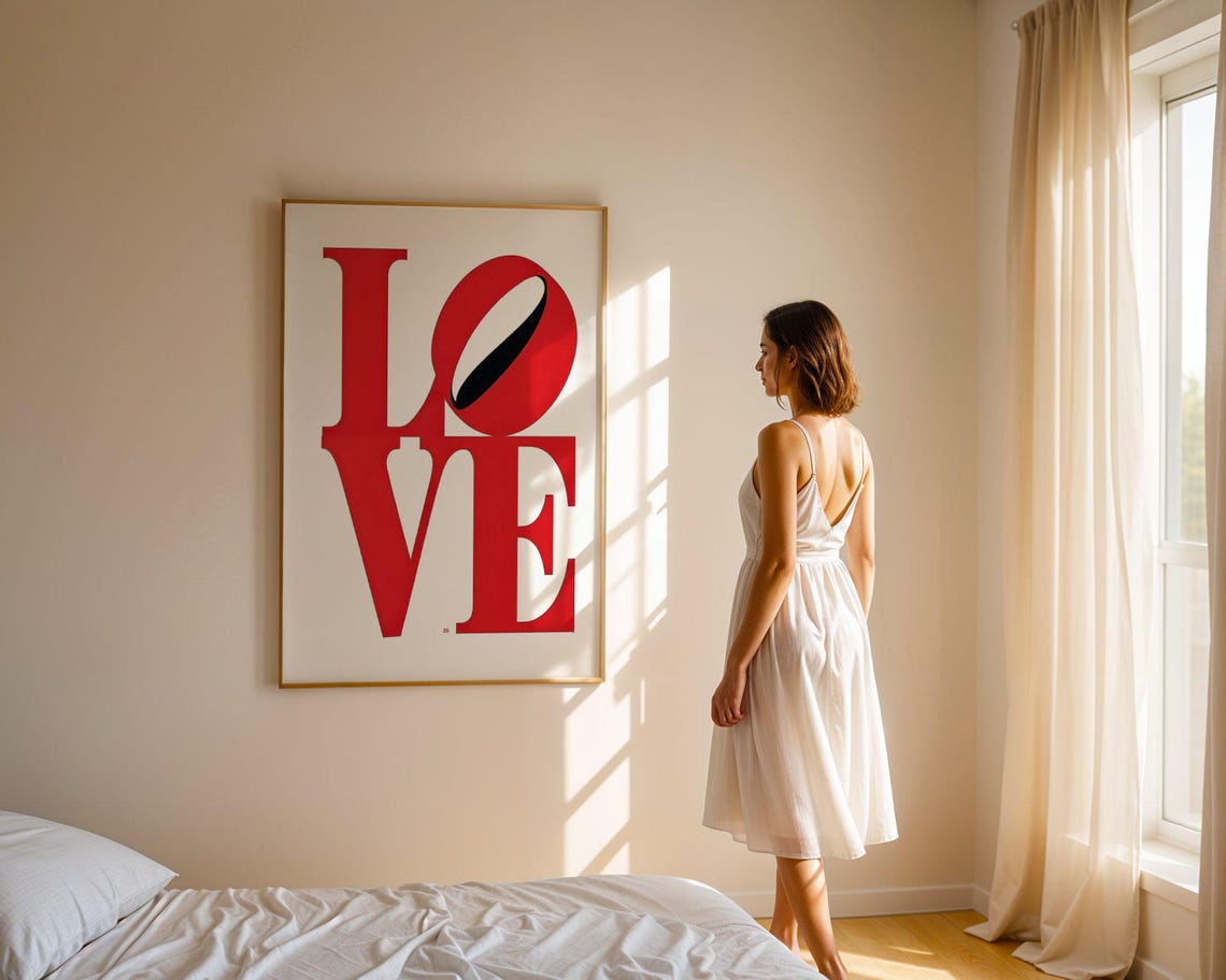 Love Stacked Red Typography Minimalist Modern Iconic Word Art Print - Image 5