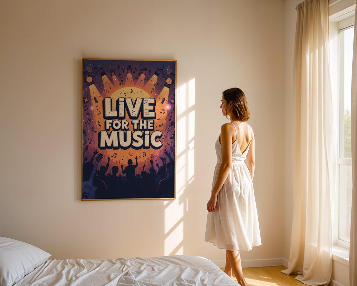 Live For The Music Cheering Concert Crowd Music Lovers Poster - Image 5
