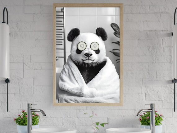 Pampered Panda in a Towel With Cucumber Slices on Eyes Poster
