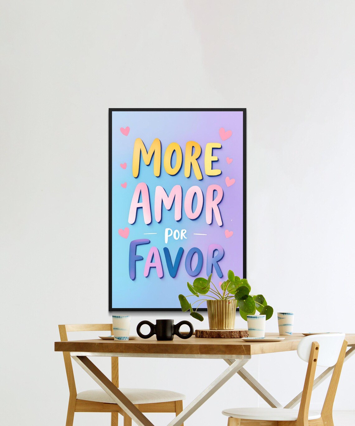 More Amor Por Favor Spanish Love Quote Pastel Gradient Heart Wall Art - Image 2