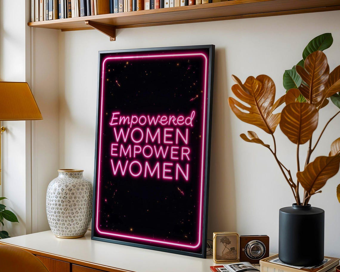 Empowered Women Empower Women Hot Pink Neon Sign Quote Poster - Image 3