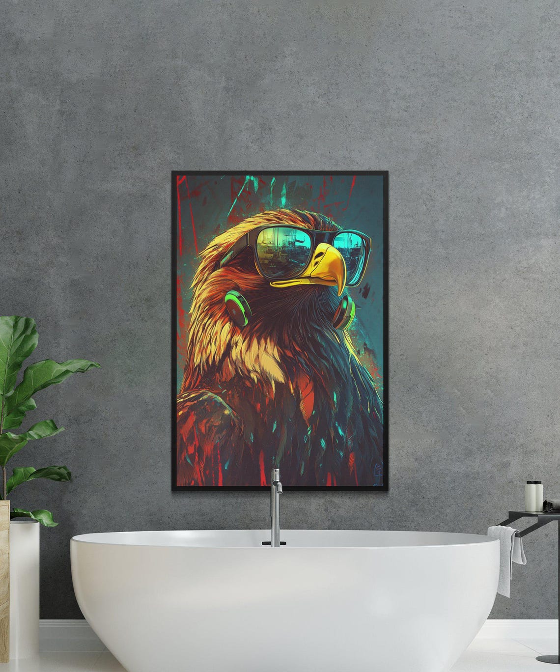 Majestic Eagle Wearing Sunglasses and Headphones Cool Art Poster - Image 4