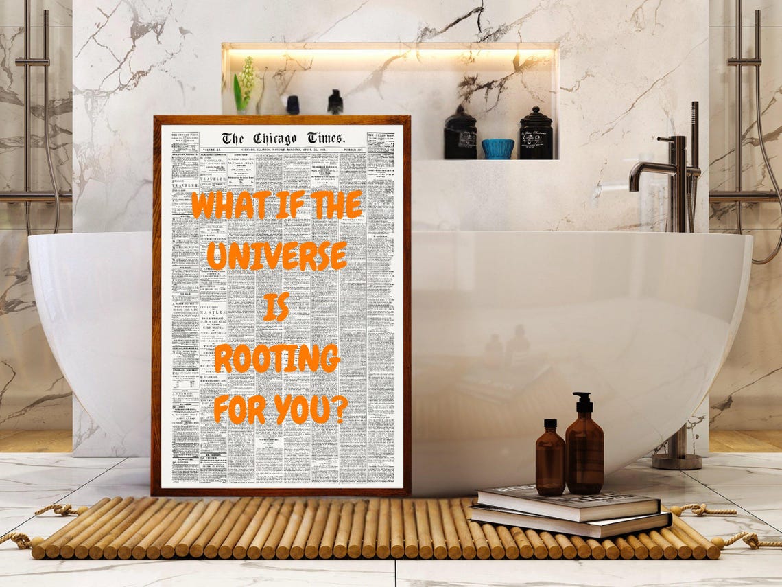 What If The Universe Is Rooting For You Orange Newspaper Quote Poster - Image 4