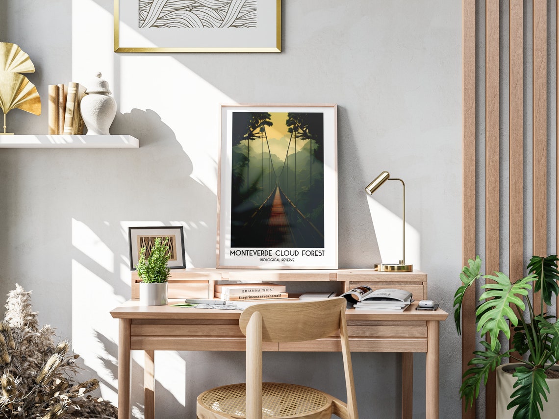 Monteverde Cloud Forest Hanging Bridge Mist Misty Travel Poster - Image 3