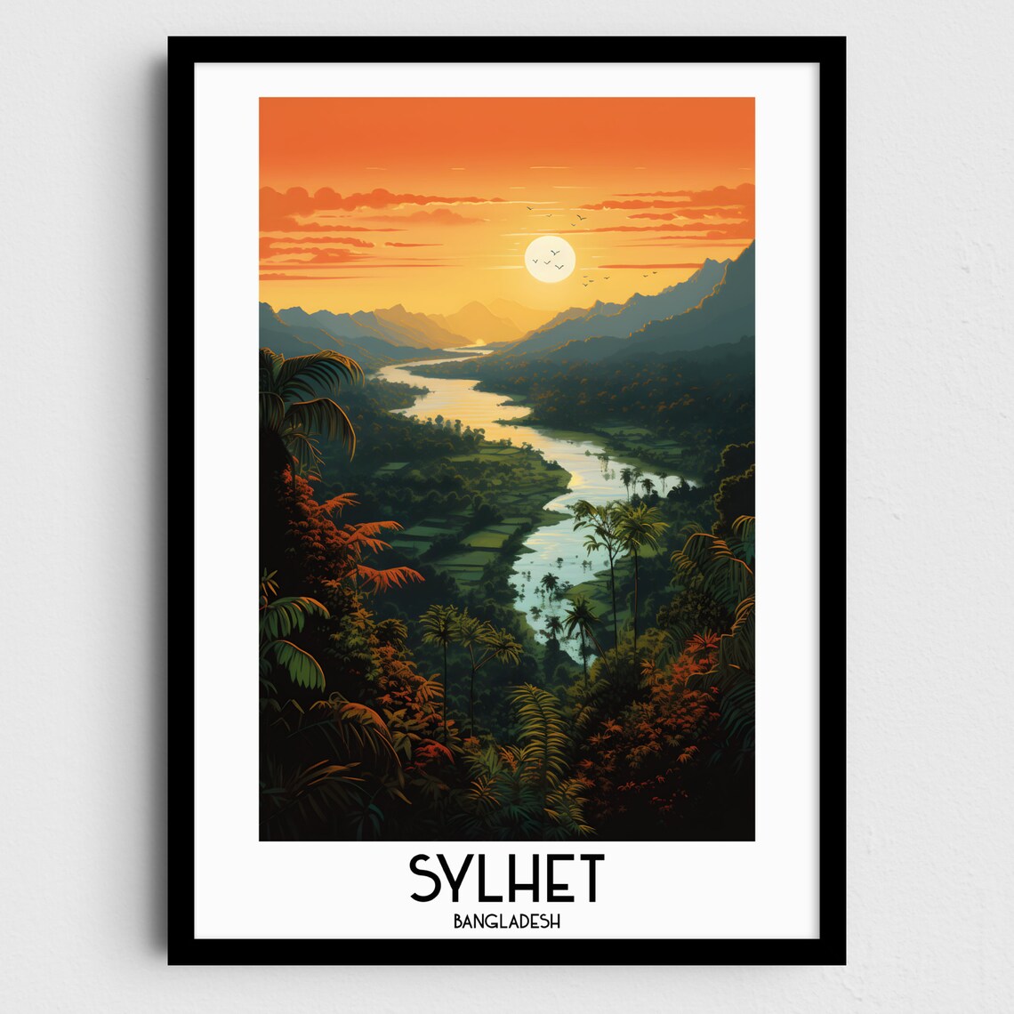Sylhet Travel Poster, Bangladesh Asia Home Decor