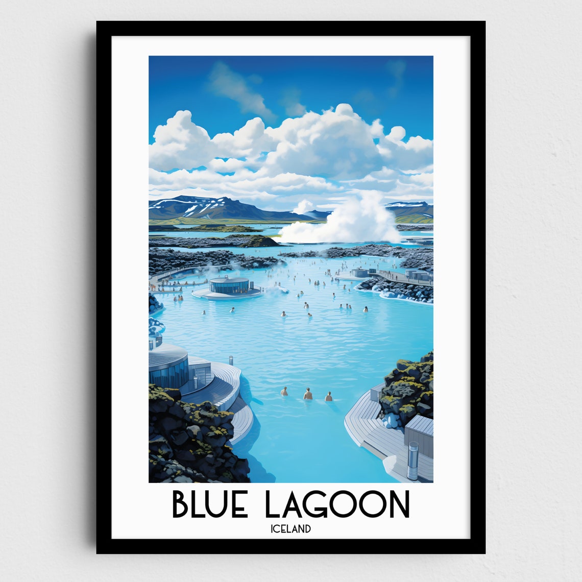 Blue Lagoon Geothermal Spa Milky Waters Steam Iceland Travel Poster