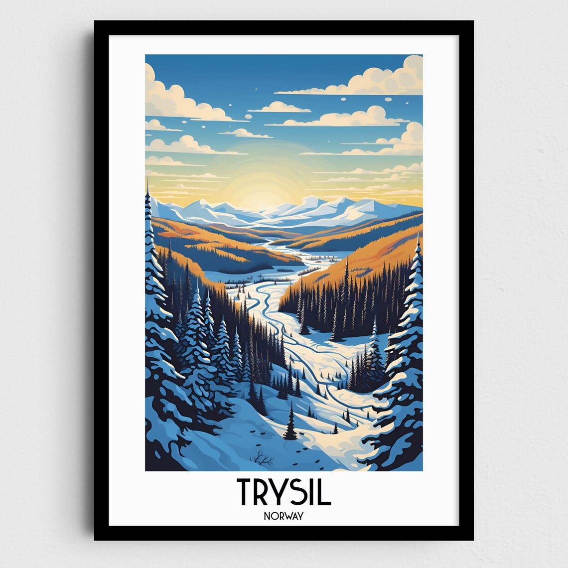 Trysil Travel Poster, Scandinavia Home Decor