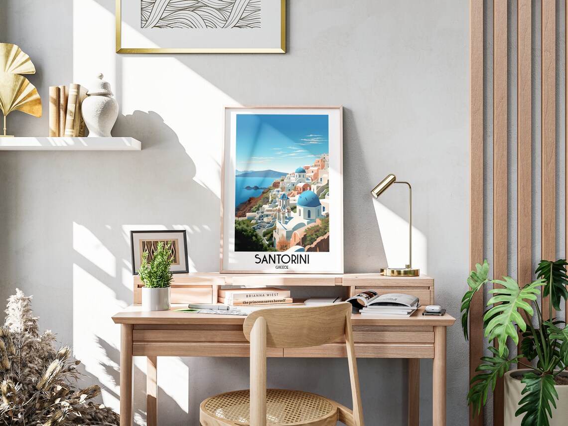 Santorini Travel Poster, Greece Home Decor - Image 3