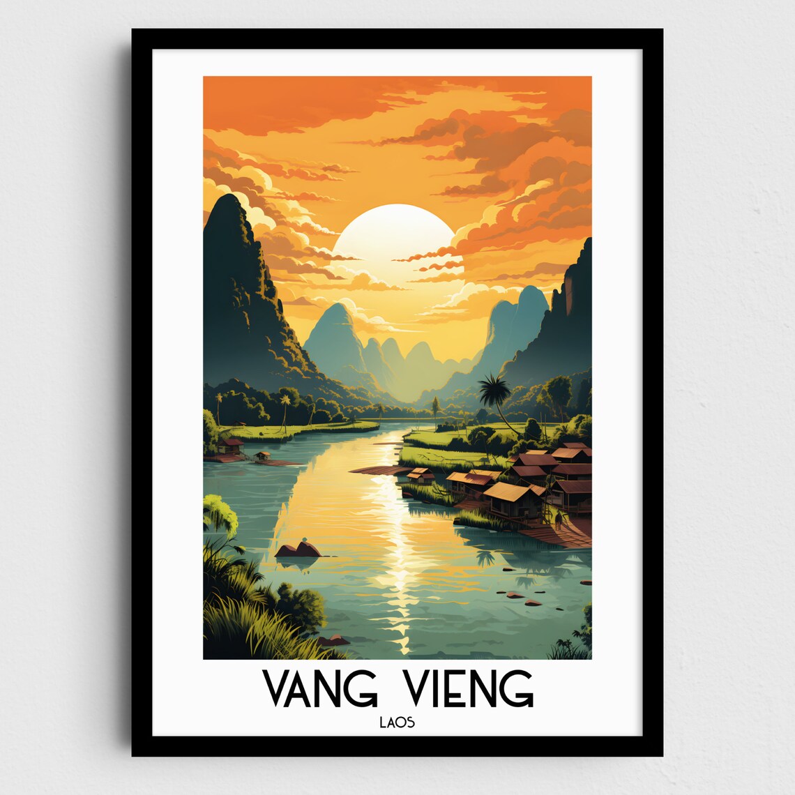 Vang Vieng Travel Poster, Laos Asia Home Decor
