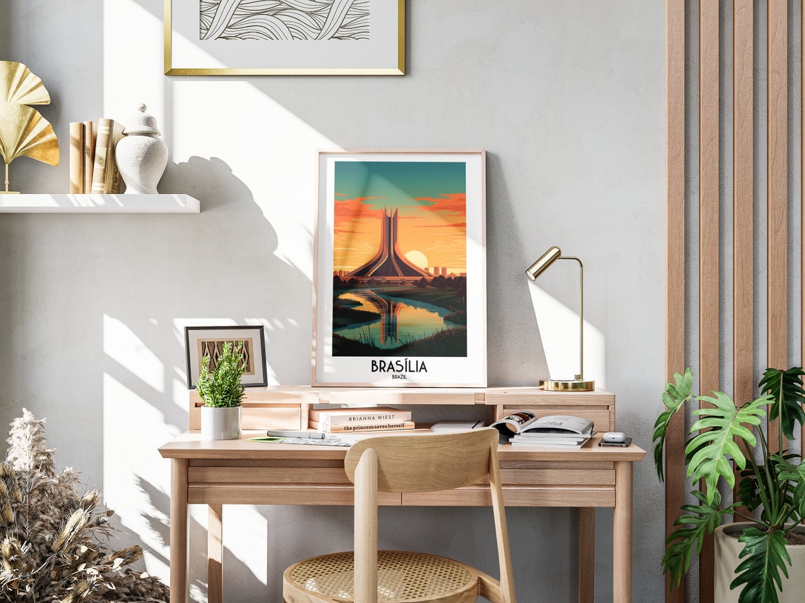 Brasilia Brazil Modernist Cathedral at Sunset Reflection Poster - Image 3