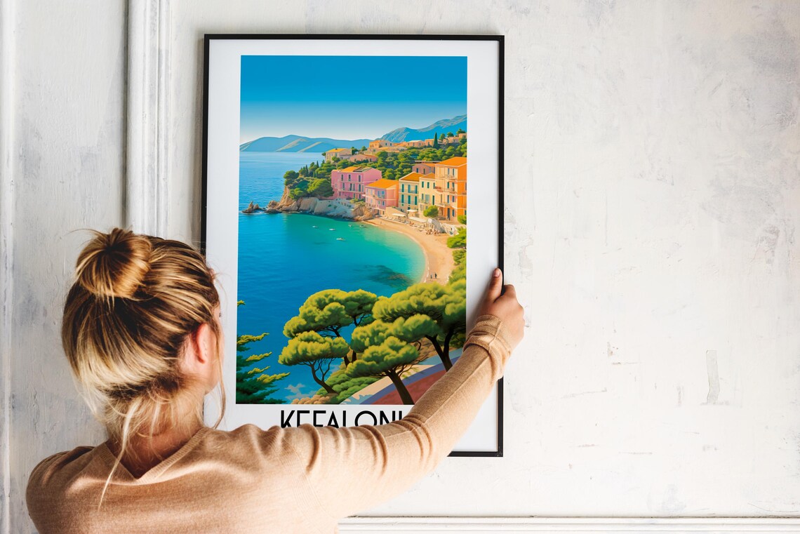 Kefalonia Greece Ionian Island Cove Village Travel Art Poster - Image 2