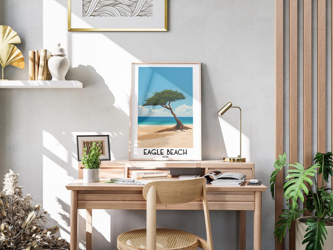 Eagle Beach Aruba Divi Divi Tree Beach Vintage Travel Poster - Image 3