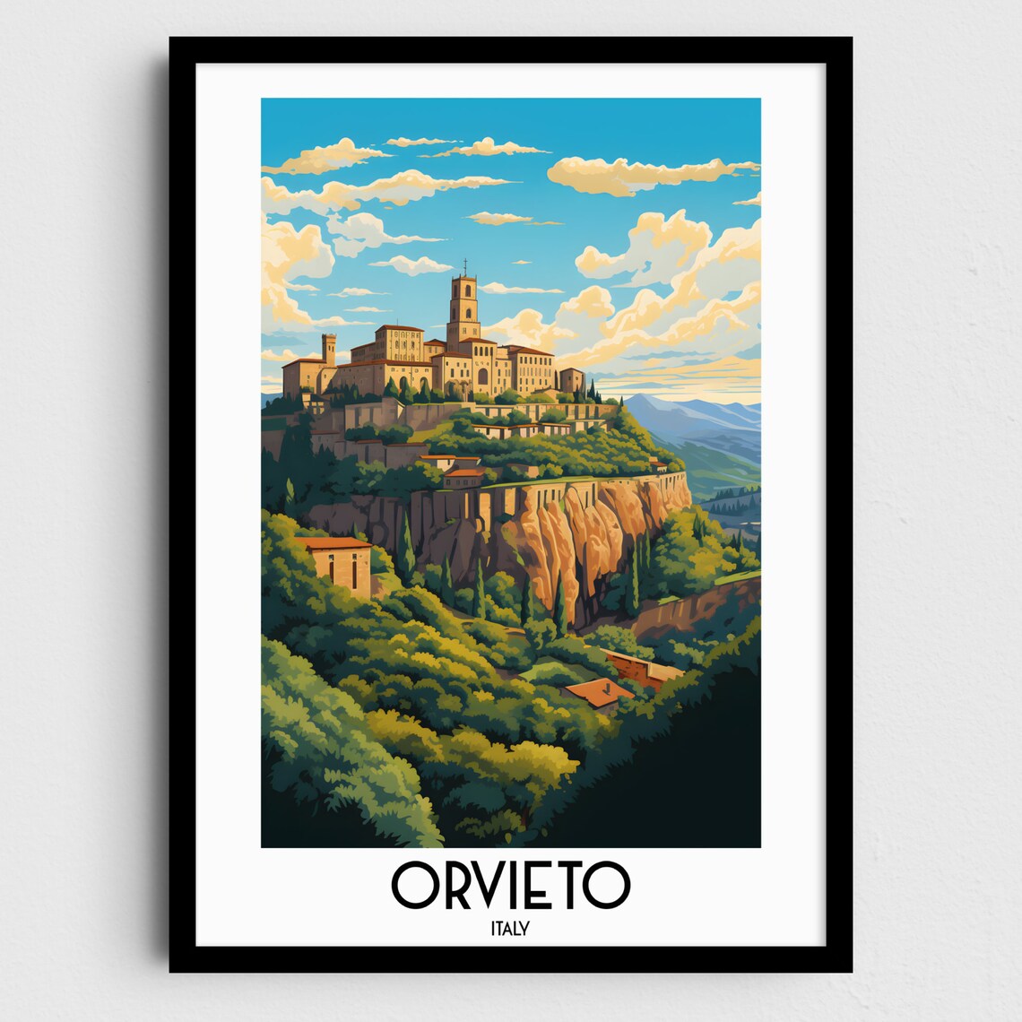 Orvieto Travel Poster, Italy Home Decor Print