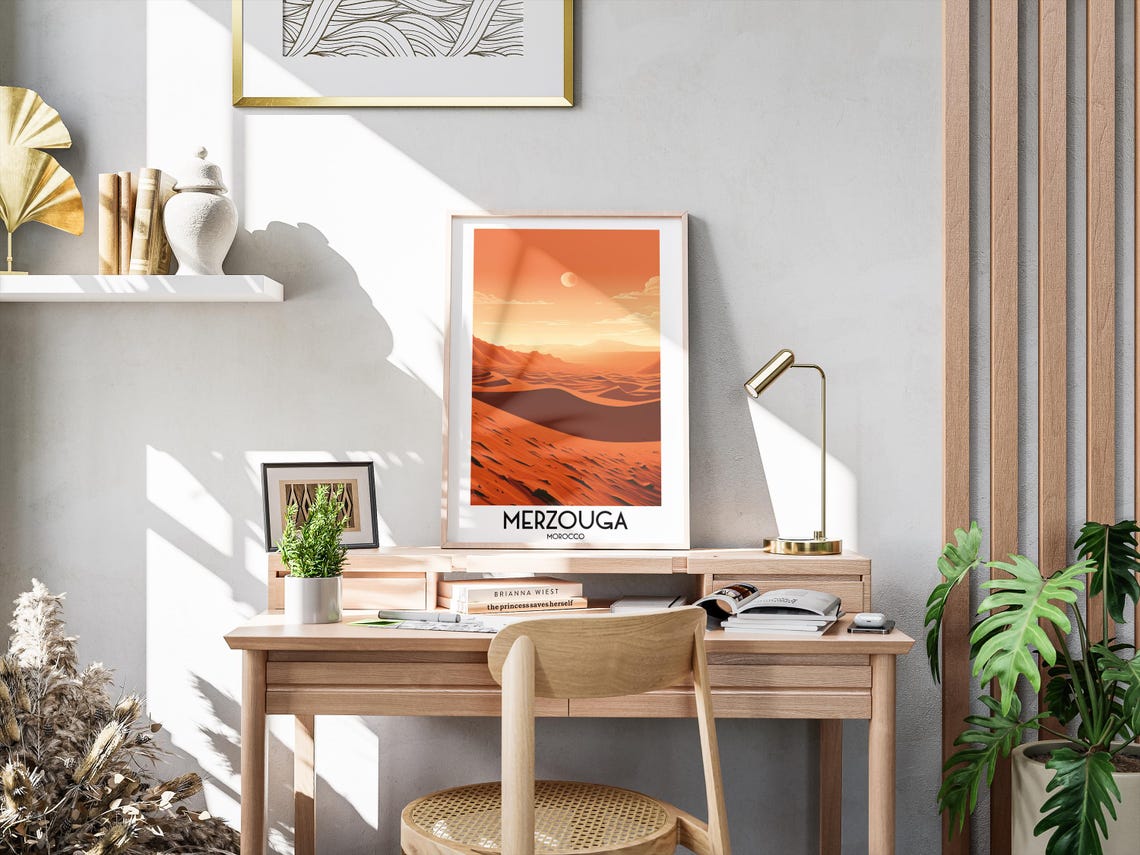 Merzouga Morocco Sahara Desert Sand Dunes Sunset Travel Poster - Image 3