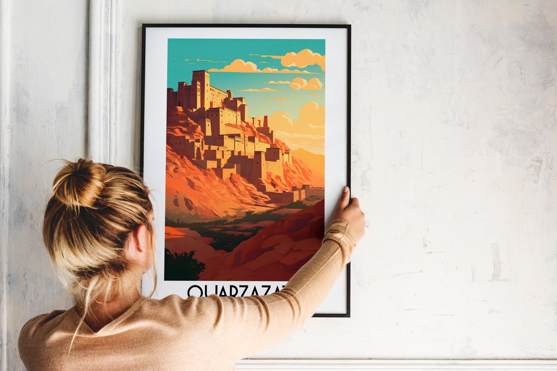 Ouarzazate Morocco Ancient Hilltop Fortress Desert Sunset Poster - Image 2