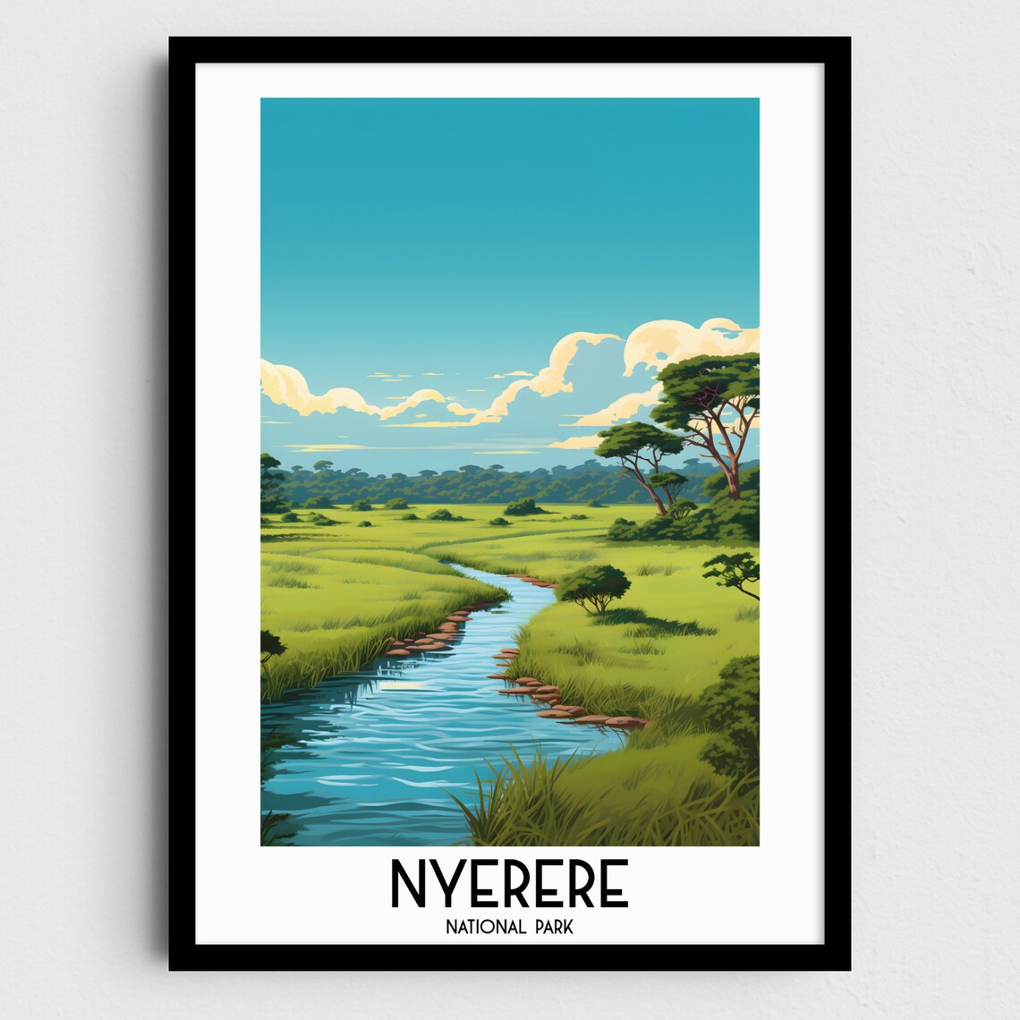 Nyerere National Park Travel Poster, Tanzania Painting