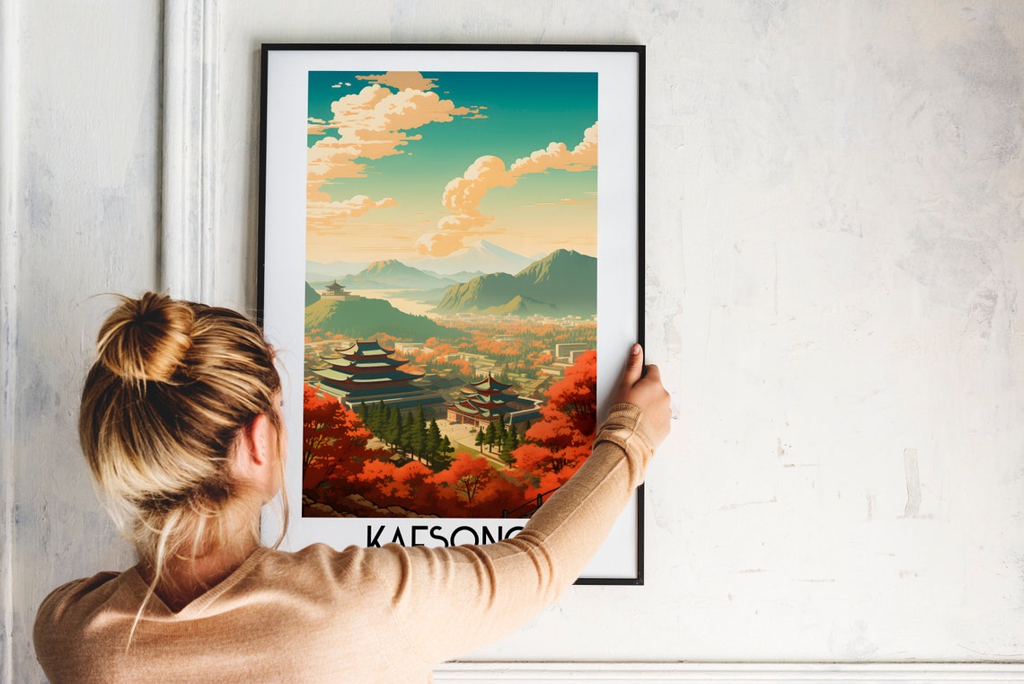 Kaesong Korean Pagoda Temples Red Autumn Hills North Korea Poster - Image 2