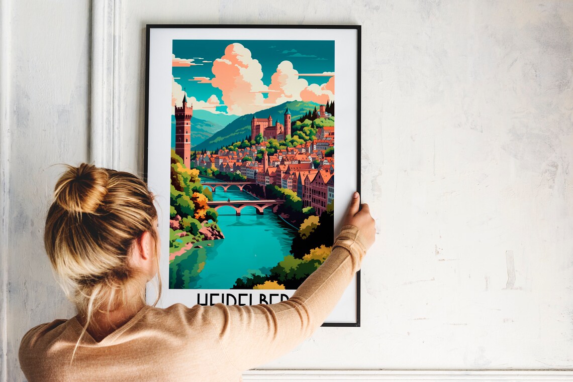 Heidelberg Castle Old Bridge River Valley Germany Travel Poster - Image 2