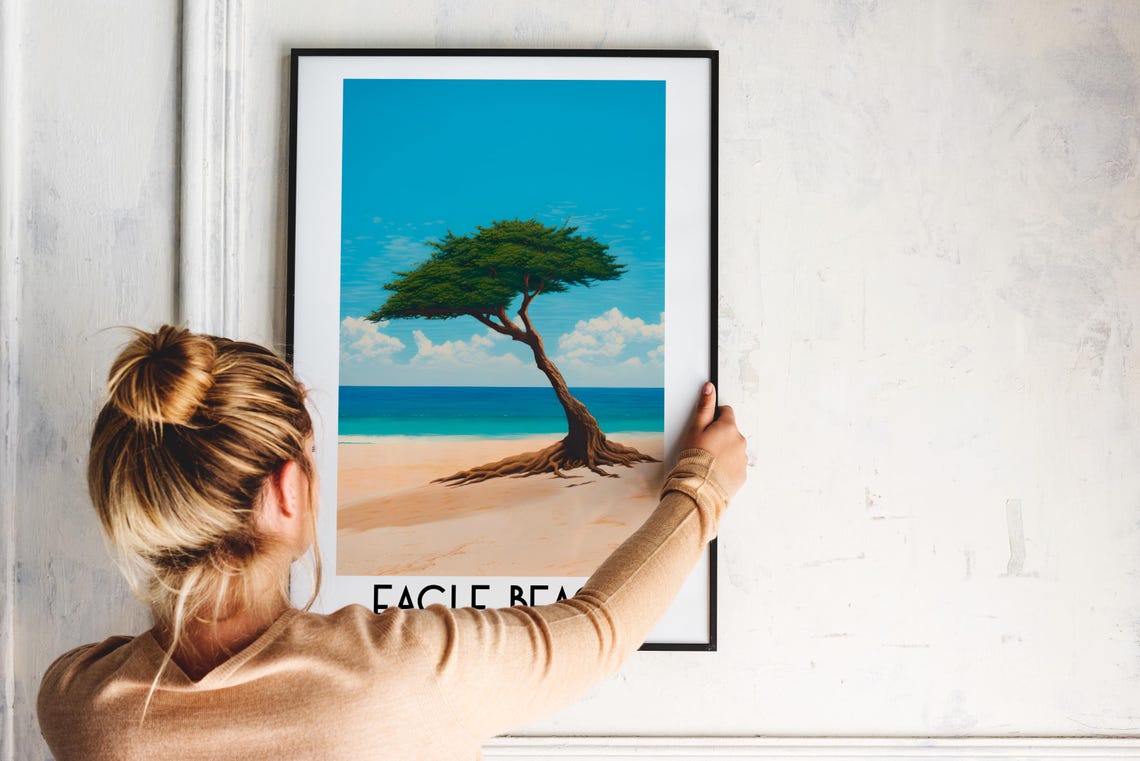 Eagle Beach Aruba Divi Divi Tree Beach Vintage Travel Poster - Image 2