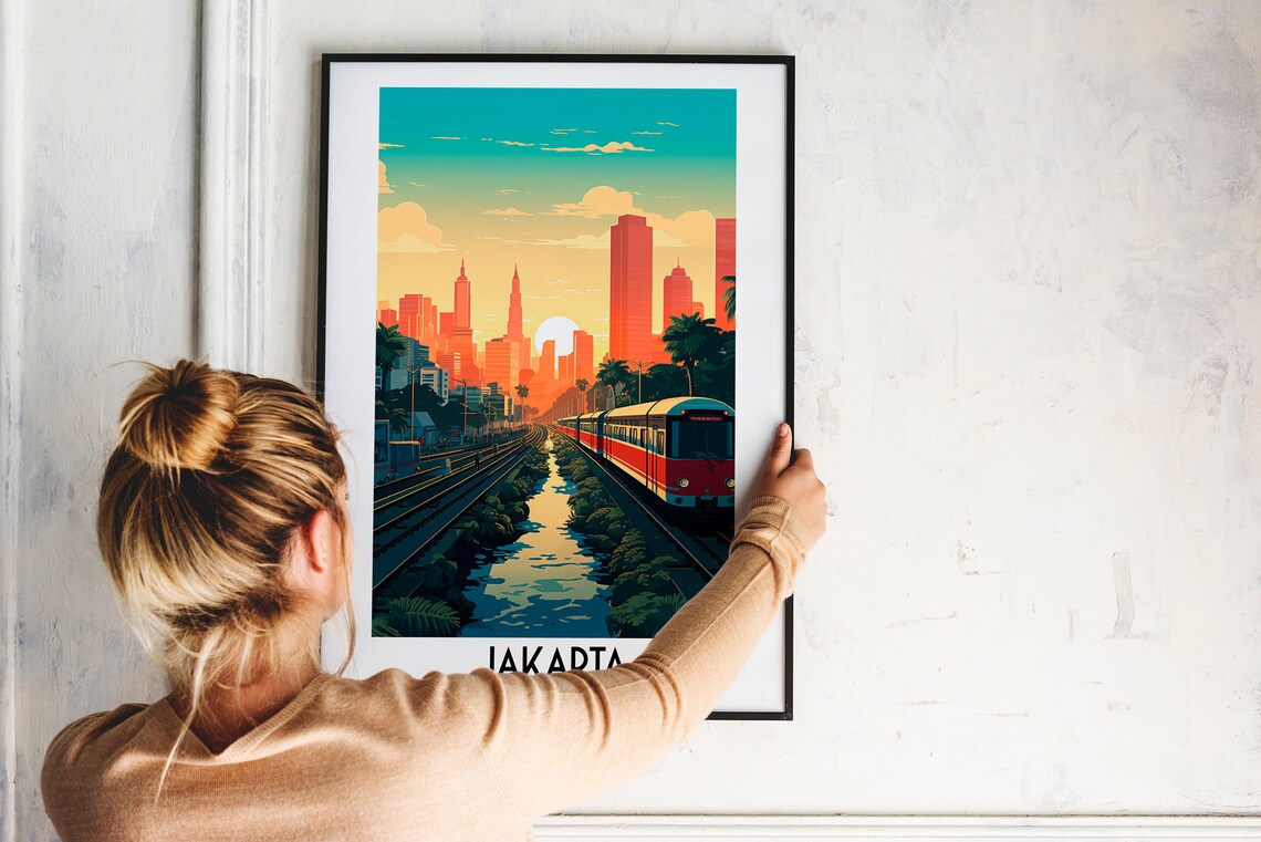 Jakarta Travel Poster, Indonesia Home Decor Print - Image 2