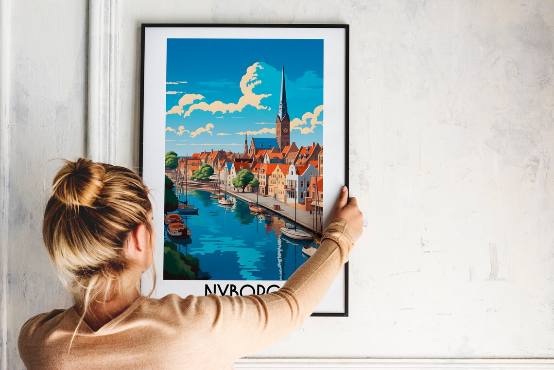 Nyborg Denmark Harbor Church Spire Sailboats Old Town Summer Poster - Image 2
