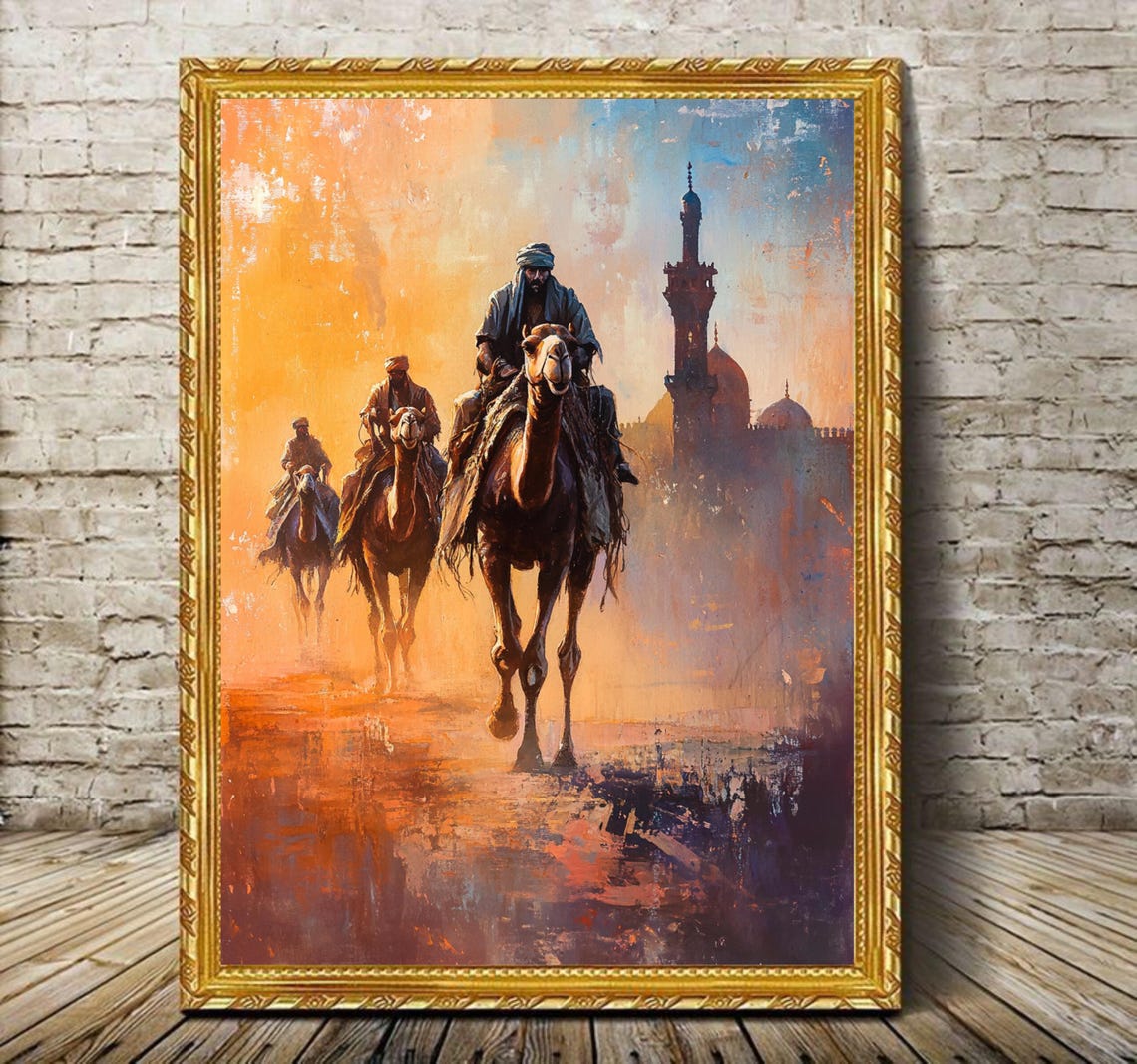 Bedouin Camel Riders, Arabian Desert Journey Poster