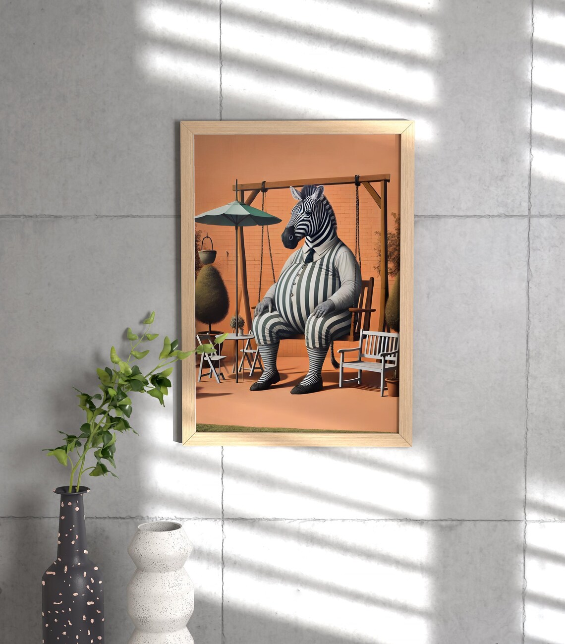 Zebra on Swing Animal Life Poster Print - Image 3