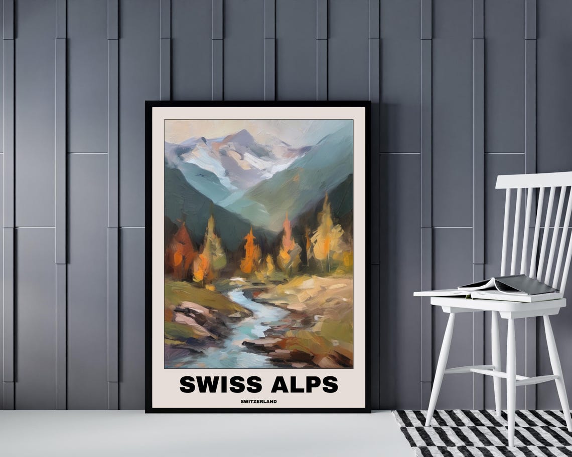 Swiss Alps Travel Poster, Scenic Europe Art Print - Image 4