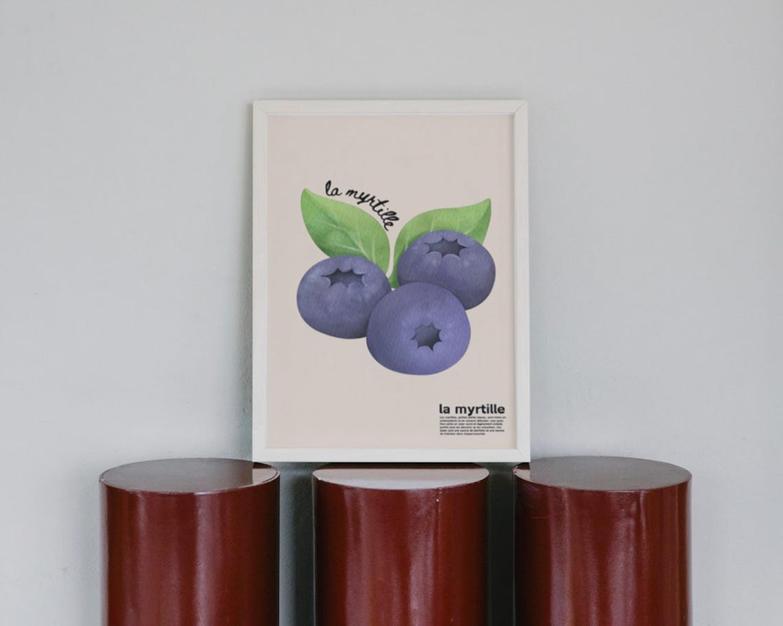 Blueberry Watercolour Art Print, Kitchen Decor - Image 4
