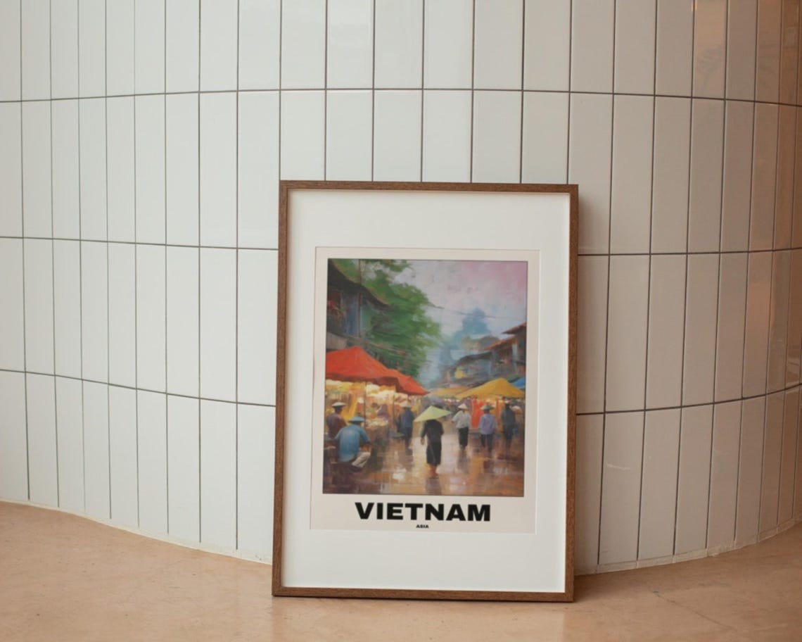 Vietnam Vietnamese Market Scenic Painting, Travel Poster - Image 2