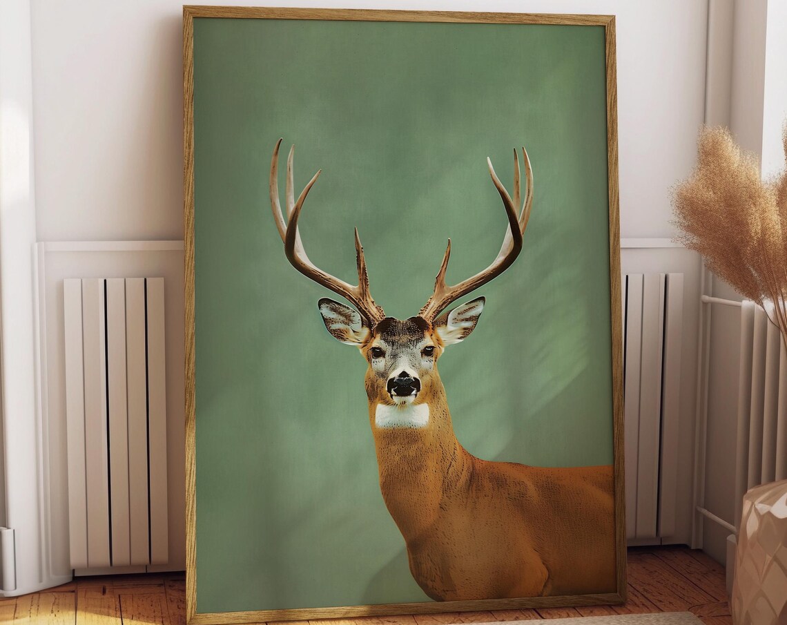 Vintage Whitetail Deer Hunting Poster, Retro Outdoors