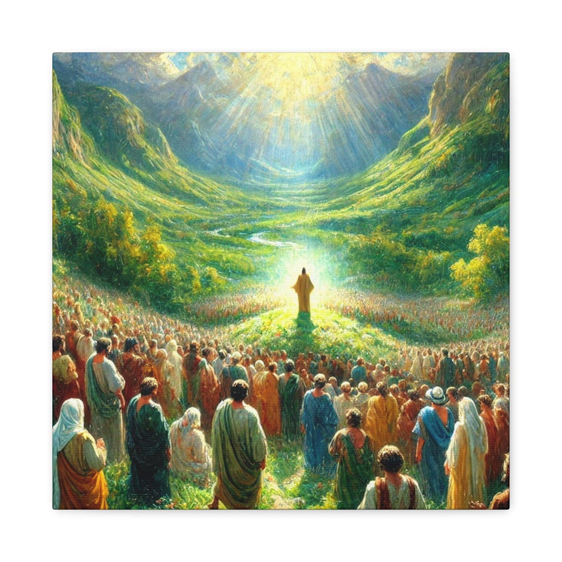 Jesus Sermon on the Mount Teaching the Multitude Christian Poster