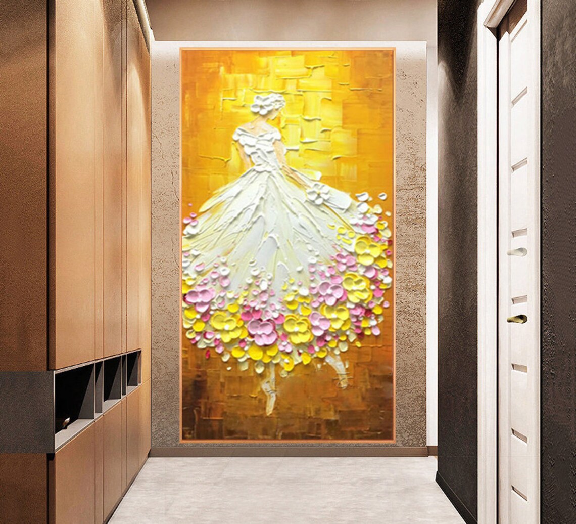 Ballerina Painting, Abstract Floral Wall Art Print