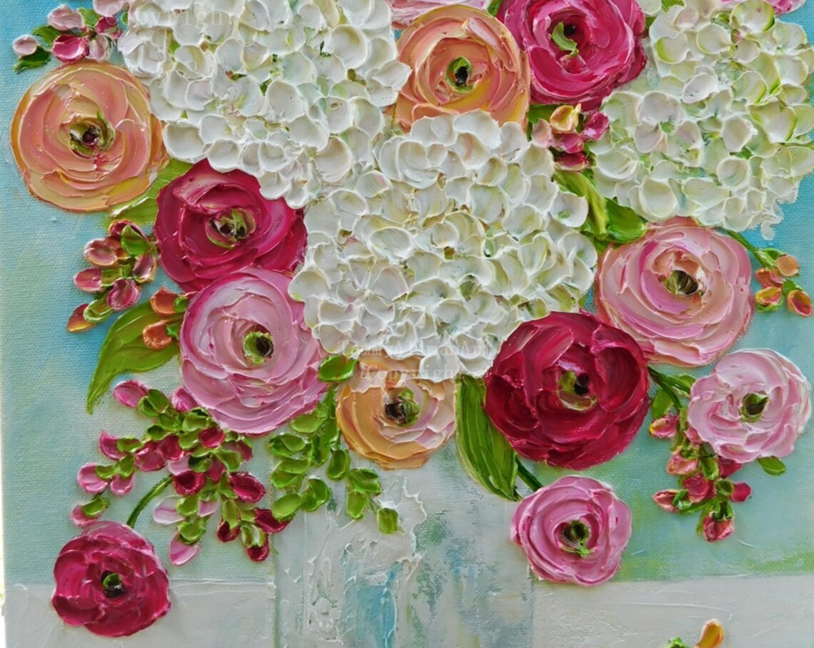 Custom White Hydrangea & Ranunculus Art Print - Image 3