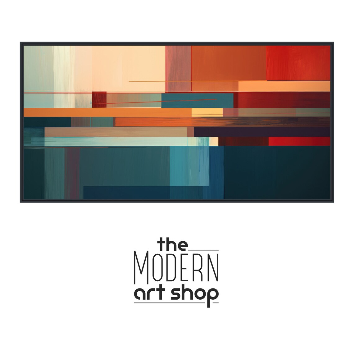 Geometric Abstract Art Print, Vintage Modern Panorama - Image 4