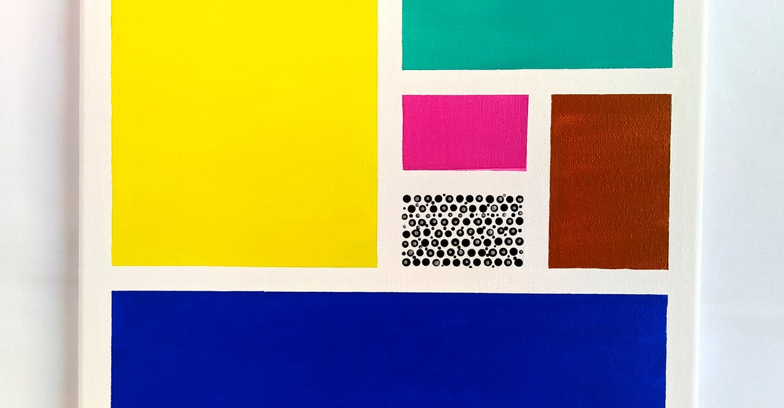 Colorful Geometric Abstract Art Painting Mondrian Art Horizontal Vertical Painting On Wall Art Dcor Housewarming Gift - Image 2