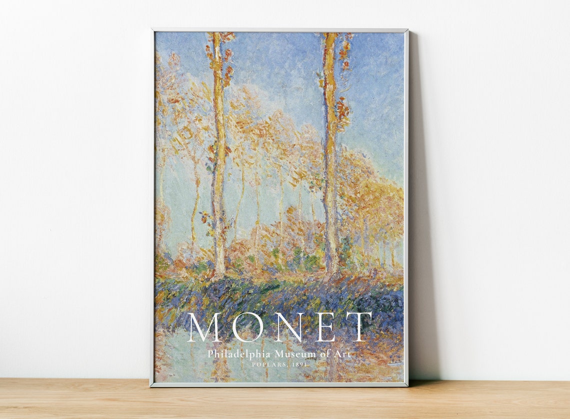 Claude Monet Poplars 1891, Impressionism Art Print