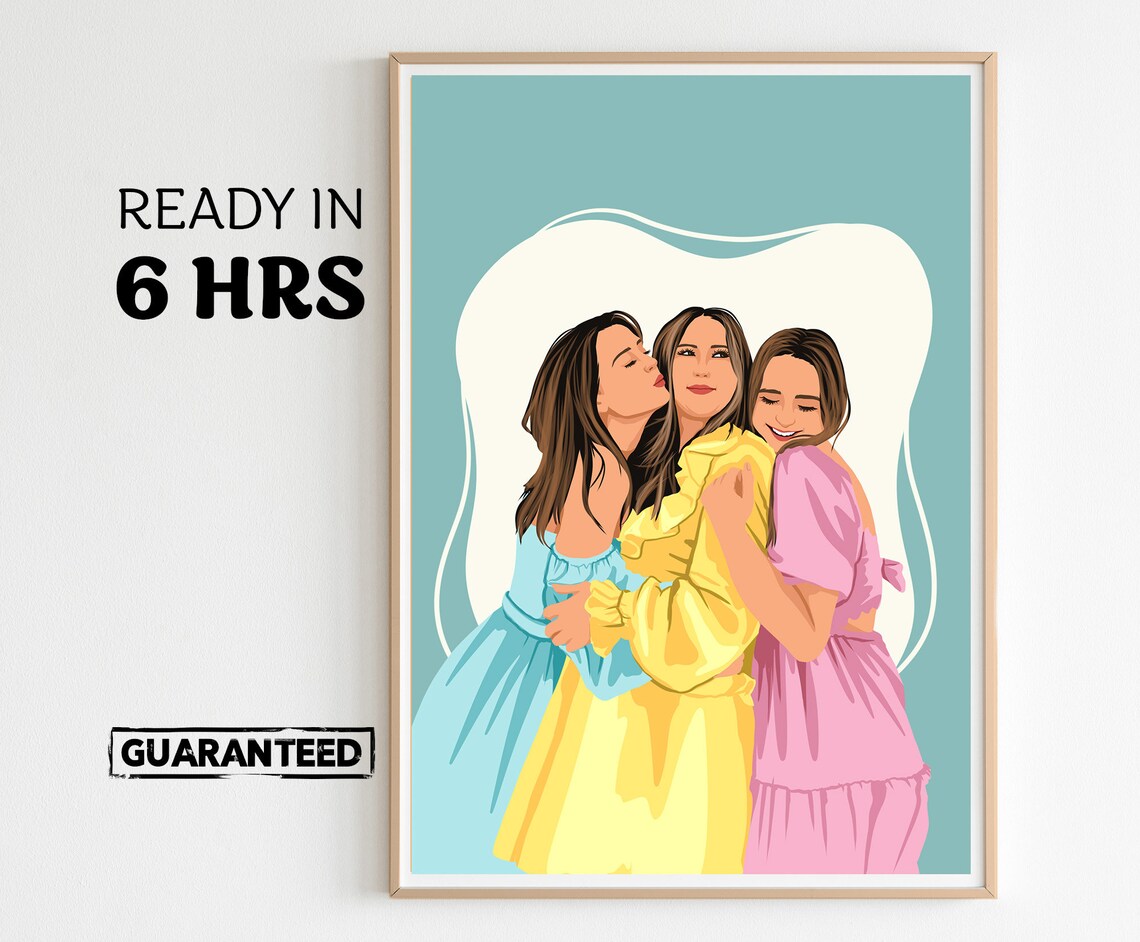 Faceless Minimalist Best Friend Portrait Art Print