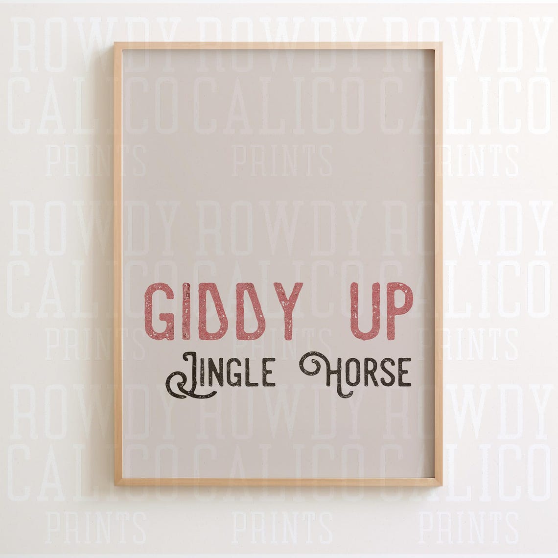 Giddy Up Jingle Horse Red Script Cream Western Christmas Quote Poster