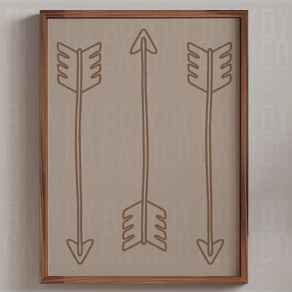 Three Minimalist Tan Arrows Line Art Western Home Decor Poster - Image 2