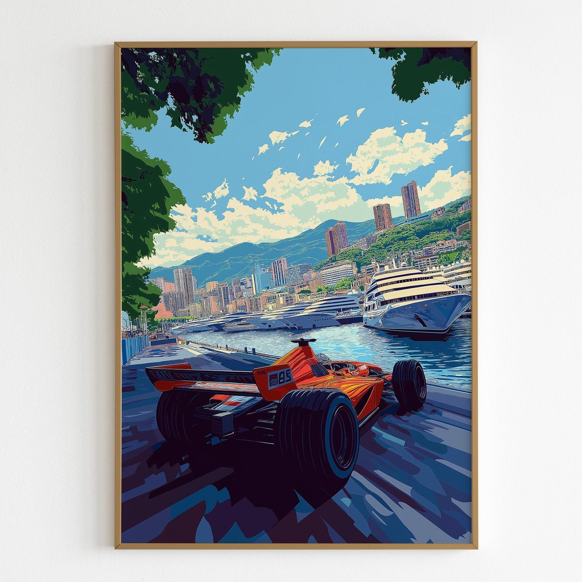 Monaco Formula 1 Grand Prix Race Harbor Illustration Art Poster