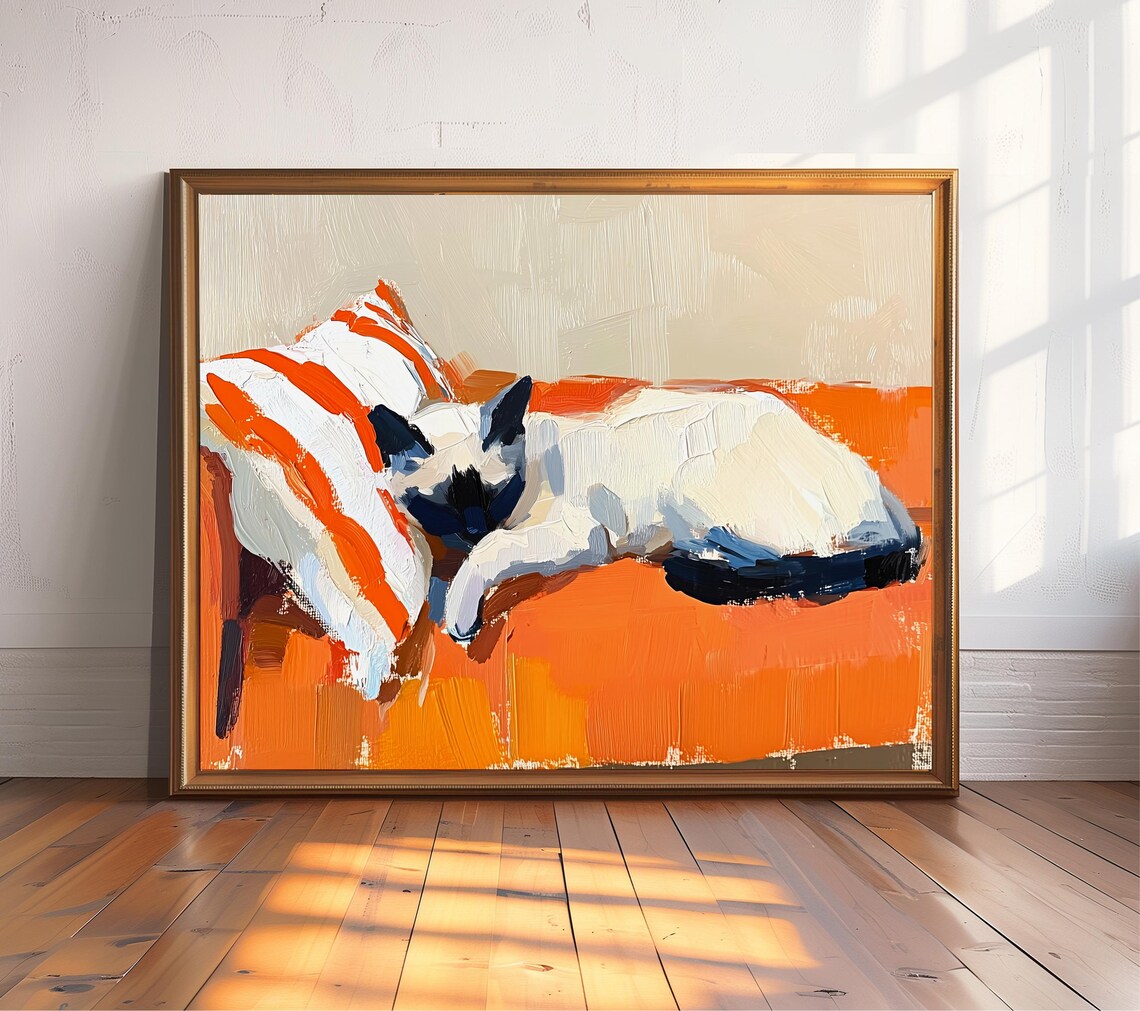 Siamese Cat Oil Painting, Bold Modern Pet Art Print