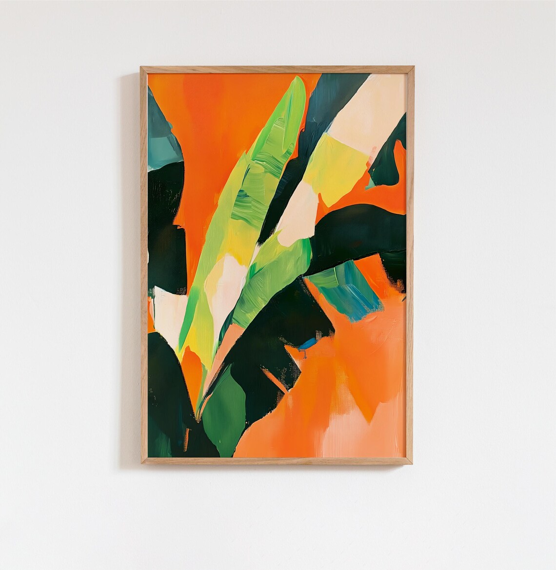 Bold Banana Leaves Abstract Art Print, Tropical Decor