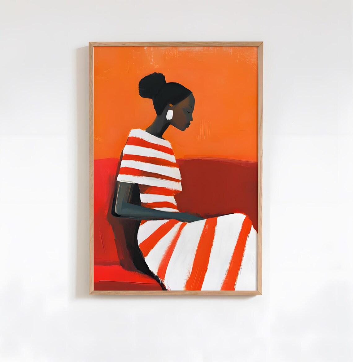 African Woman Abstract Wall Art, Contemporary Minimalist