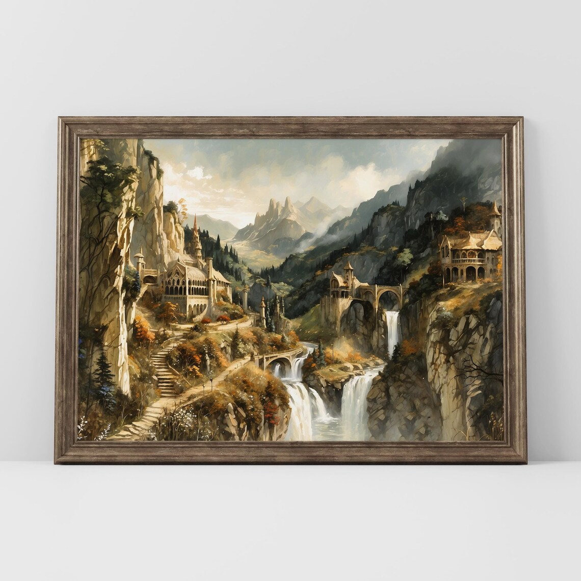 Rivendell Elvish Landscape Print, High Fantasy River