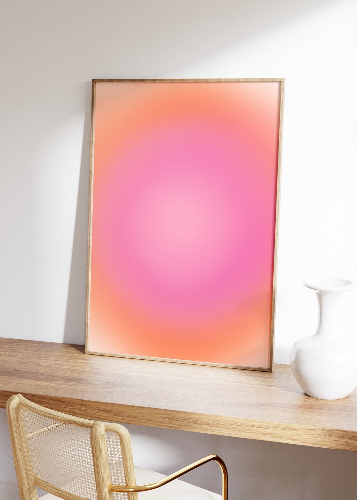 Peach Pink Aura Gradient Blur Abstract Sunset Glow Wall Decor Poster - Image 3