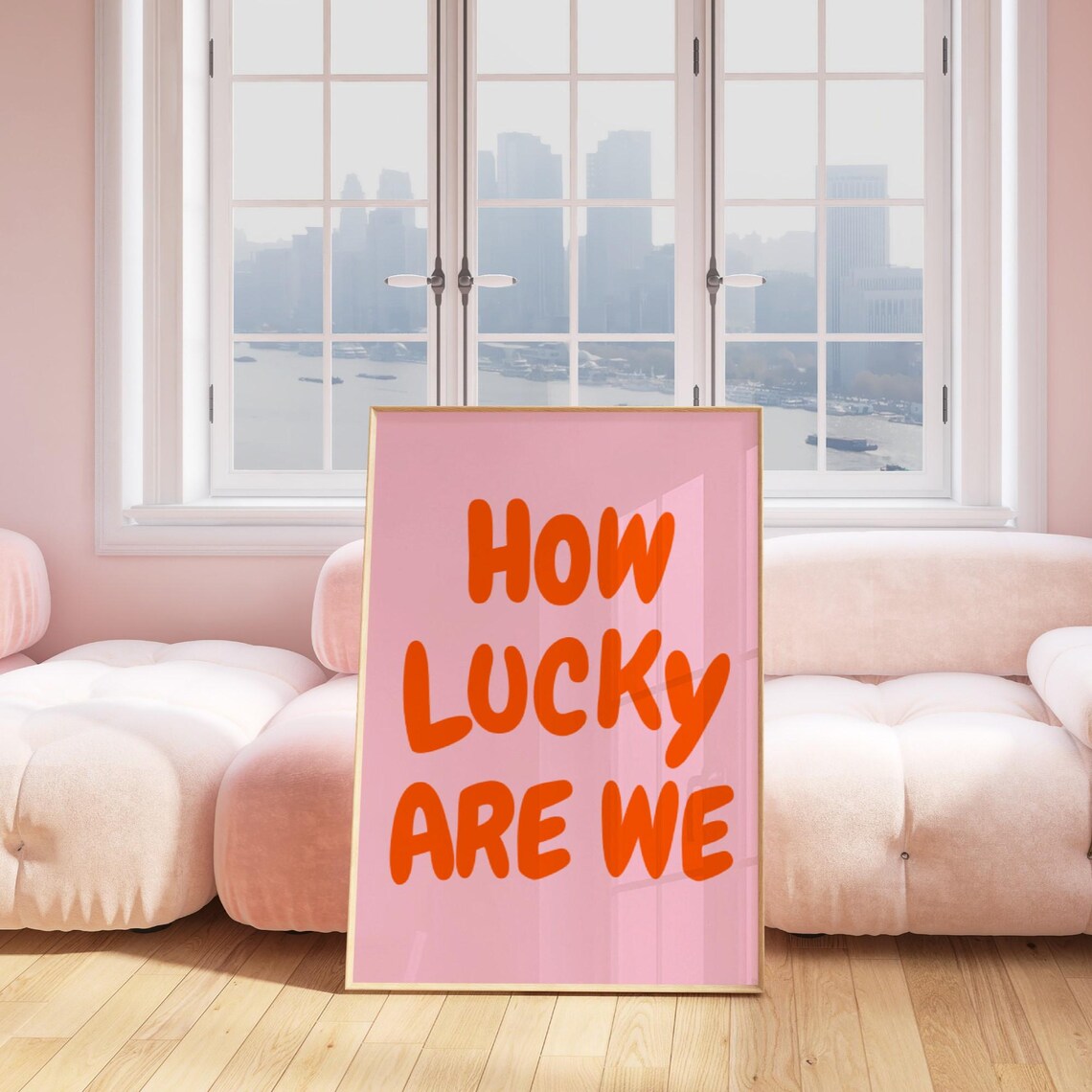 How Lucky Are We Typography Quote Poster, Retro Aesthetic - Image 2