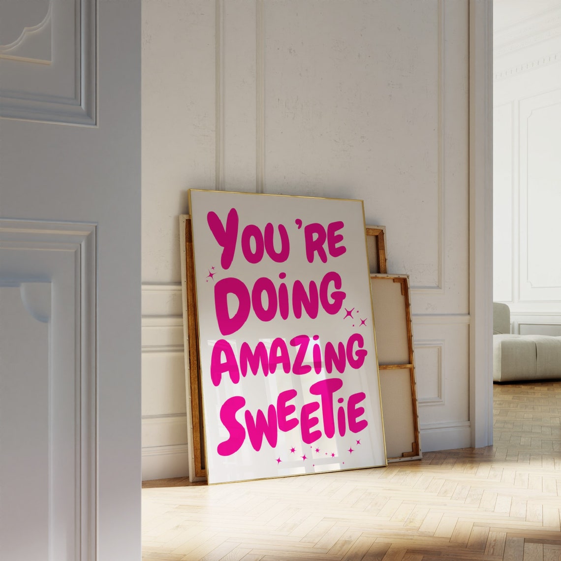 Youre Doing Amazing Sweetie Print Affirmation Wall Art Teen Girl Room Decor Retro Poster Trendy Art Pink Preppy Dorm Decor - Image 3