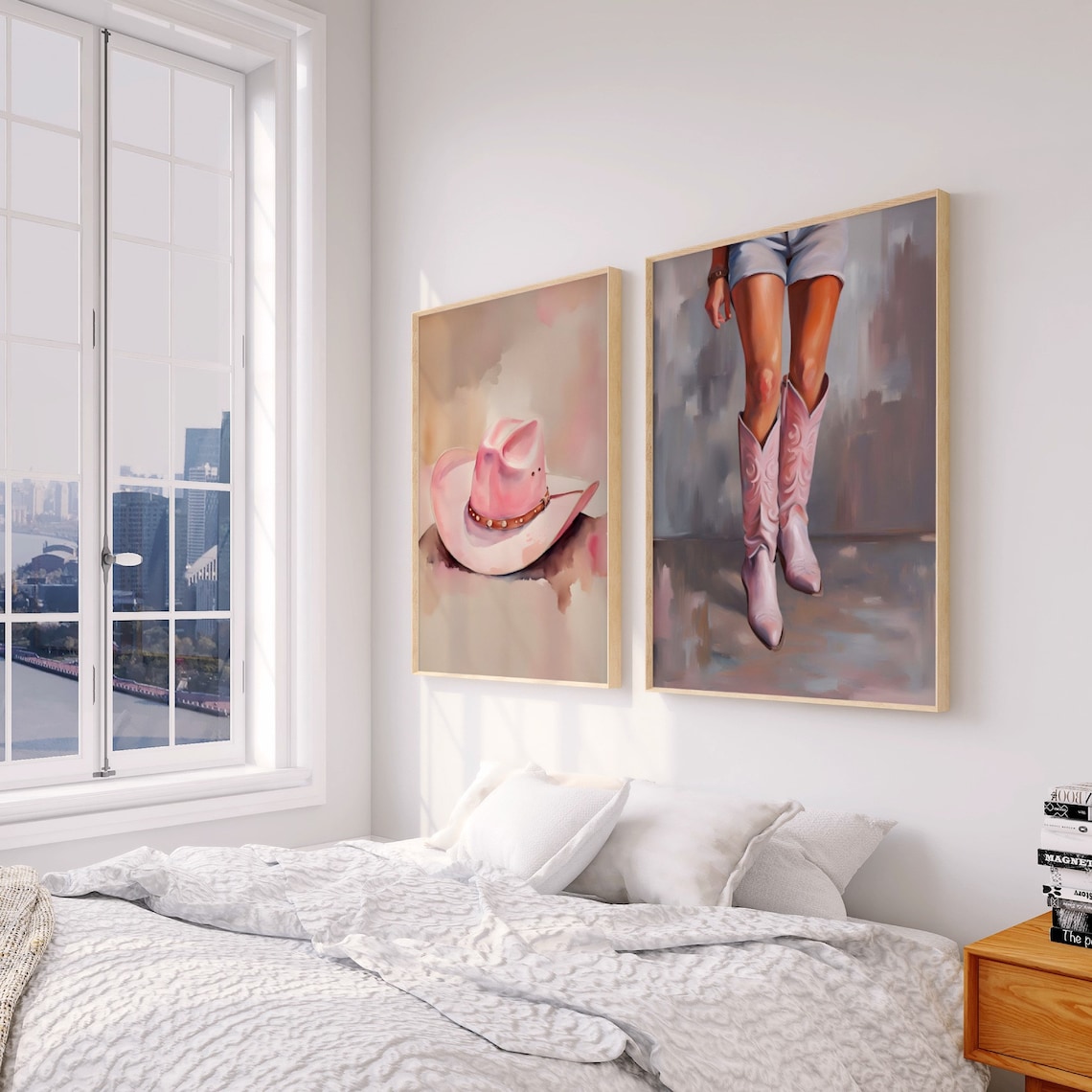 Pink Cowboy Boots Painting Coastal Cowgirl Western Poster Trendy Art - Image 3