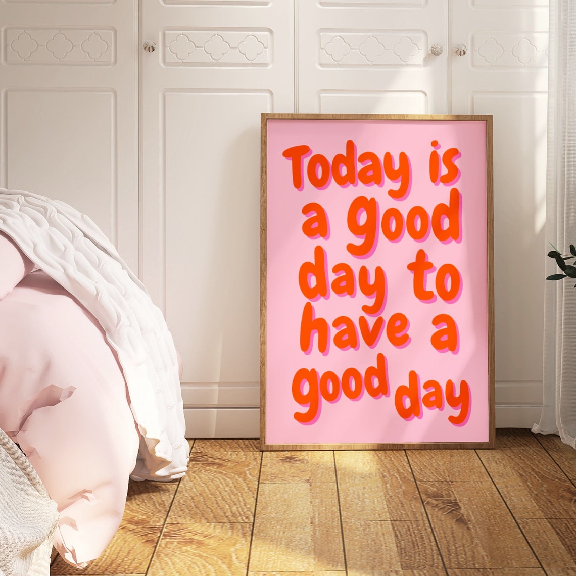 Today Is A Good Day Pink Quote Poster Positive Typography Room Decor - Image 2